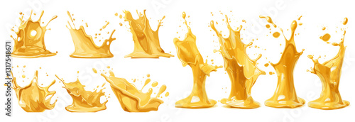 Set of cheese splashes, melted cheese vector, creamy splash effect, cheese drops, food splash art, vector splash design, dairy cheese splashes, delicious cheese texture