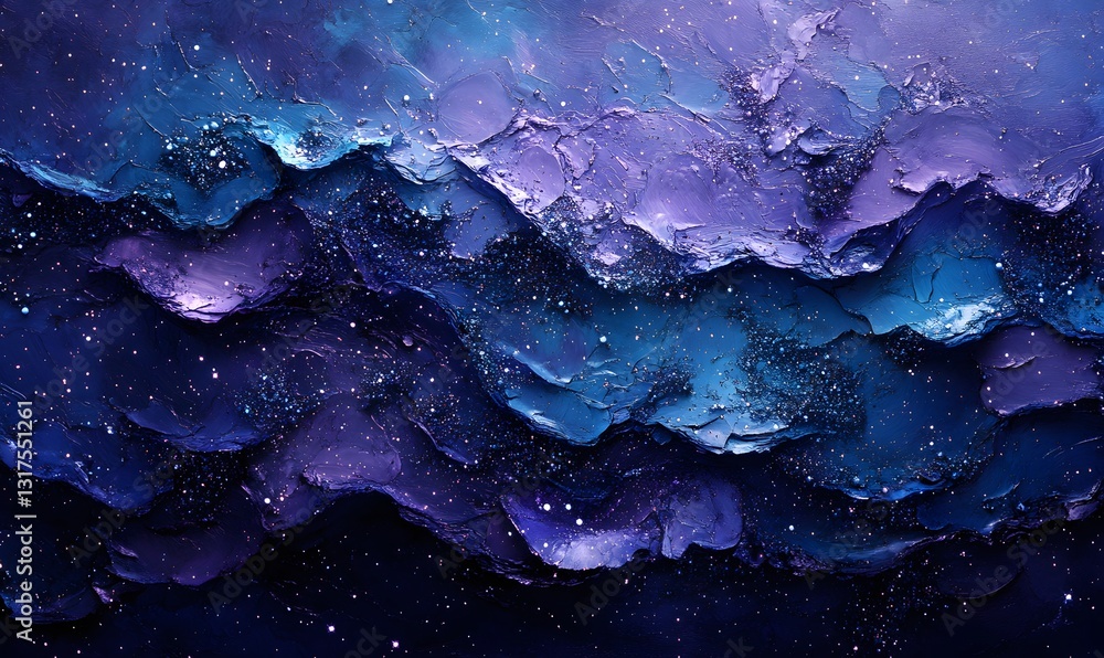 Abstract Starry Night Sky Painting with Textured Layers and Sparkling Stars Abstract Starry Night Sky Painting with Textured Layers and Sparkling Stars