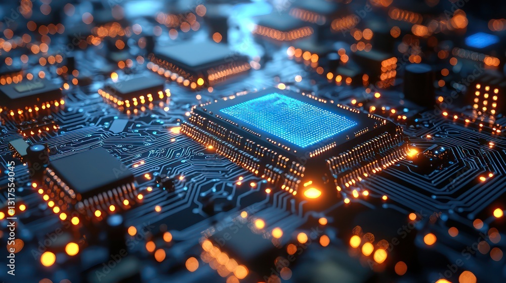 A close up view of a digital computer circuit board A close up view of a digital computer circuit board