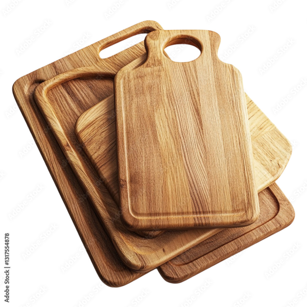 Fototapeta premium Stacked Wooden Cutting Boards Kitchen Utensils Rustic Design,