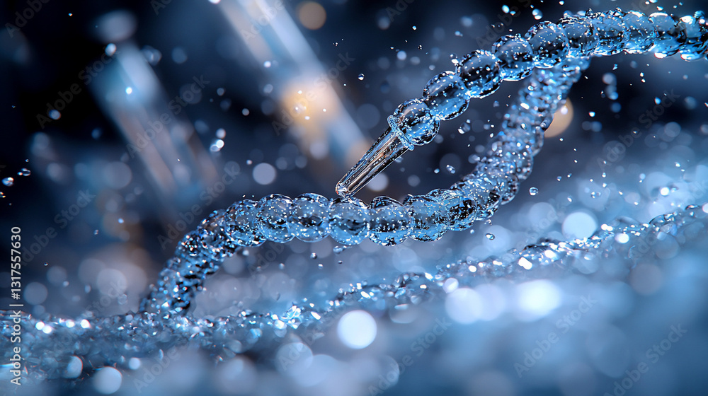 DNA strand water droplets laboratory experimentation DNA strand water droplets laboratory experimentation
