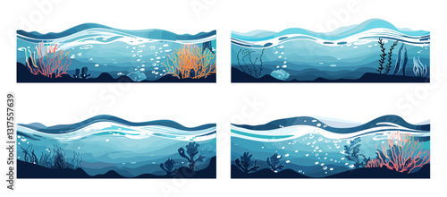 serene underwater seascapes, ocean view, aquatic life, marine landscape, calm water, coral reef, tropical fish, deep sea, underwater world, ocean creatures, peaceful waters