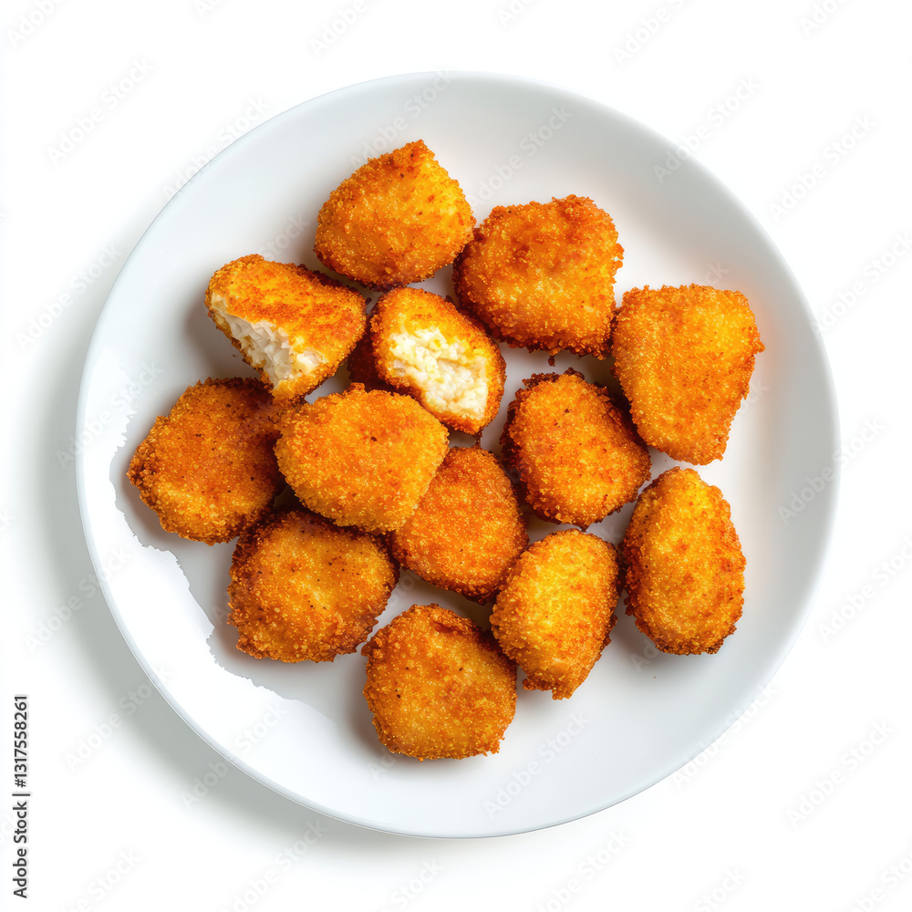 Crispy Chicken Nuggets Recipe Ideas on white background Crispy Chicken Nuggets Recipe Ideas on white background