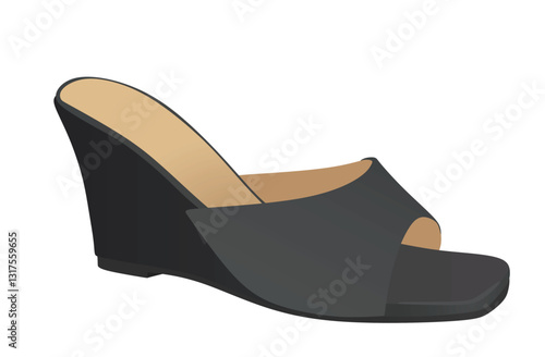 Grey high  heel sandal. vector illustration