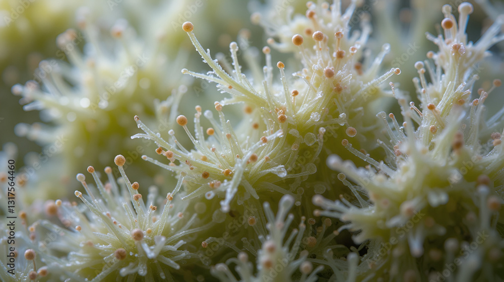 High-detail macro view of filamentous algae cells High-detail macro view of filamentous algae cells