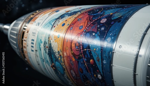Wallpaper Mural Colorful Space Rocket Art with Cosmic Design and Celestial Elements Torontodigital.ca