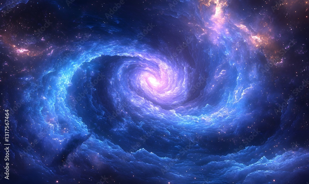 Spectacular Spiral Galaxy Nebula with Cosmic Clouds and Starry Backdrop Spectacular Spiral Galaxy Nebula with Cosmic Clouds and Starry Backdrop