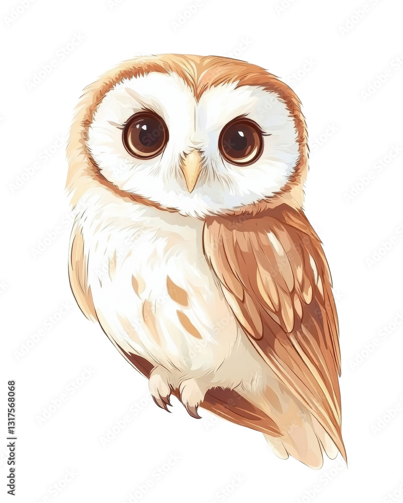 Obraz premium owl isolated transparent Background. Cute cartoon owl with big eyes and soft feathers