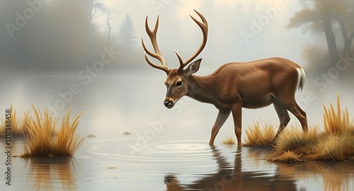 deer in beside of lake