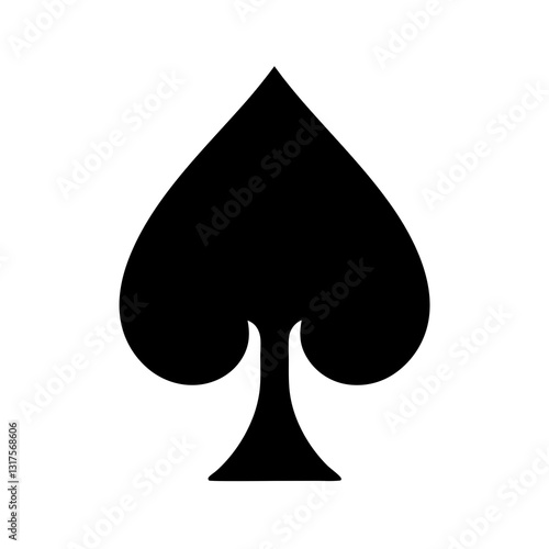 black spade symbol from playing cards with inverted heart shape and stem  
