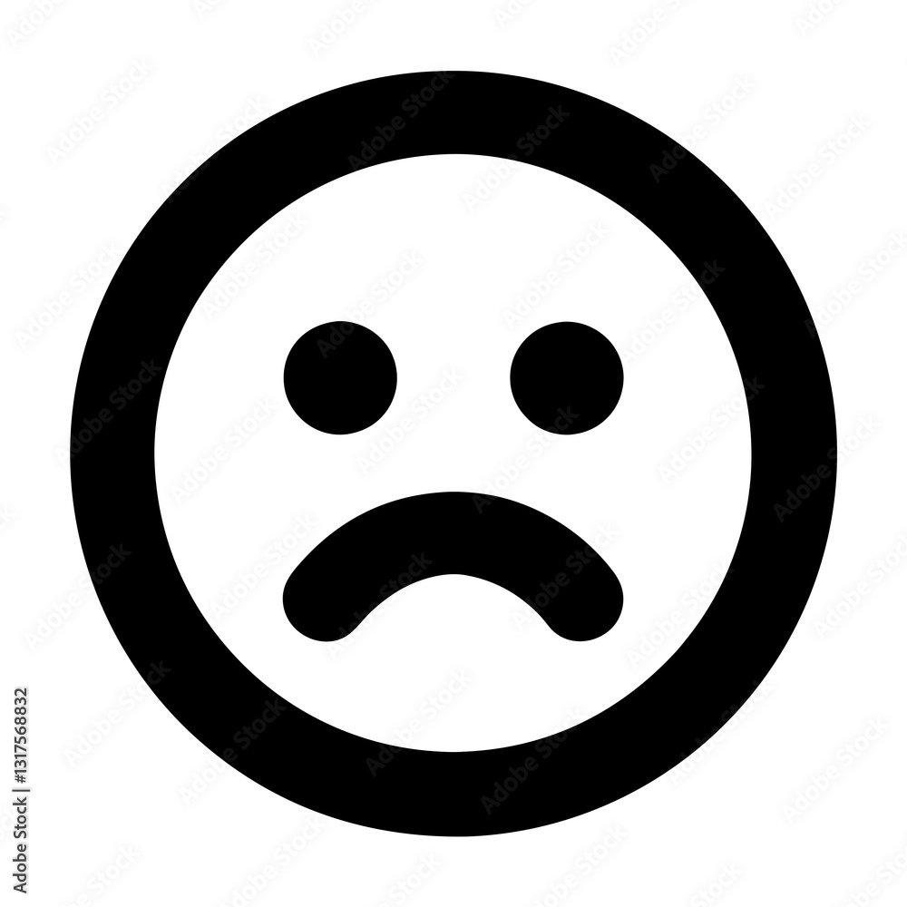 sad emoticon icon with black outline and minimalistic design in black and white
sad emoticon icon with black outline and minimalistic design in black and white