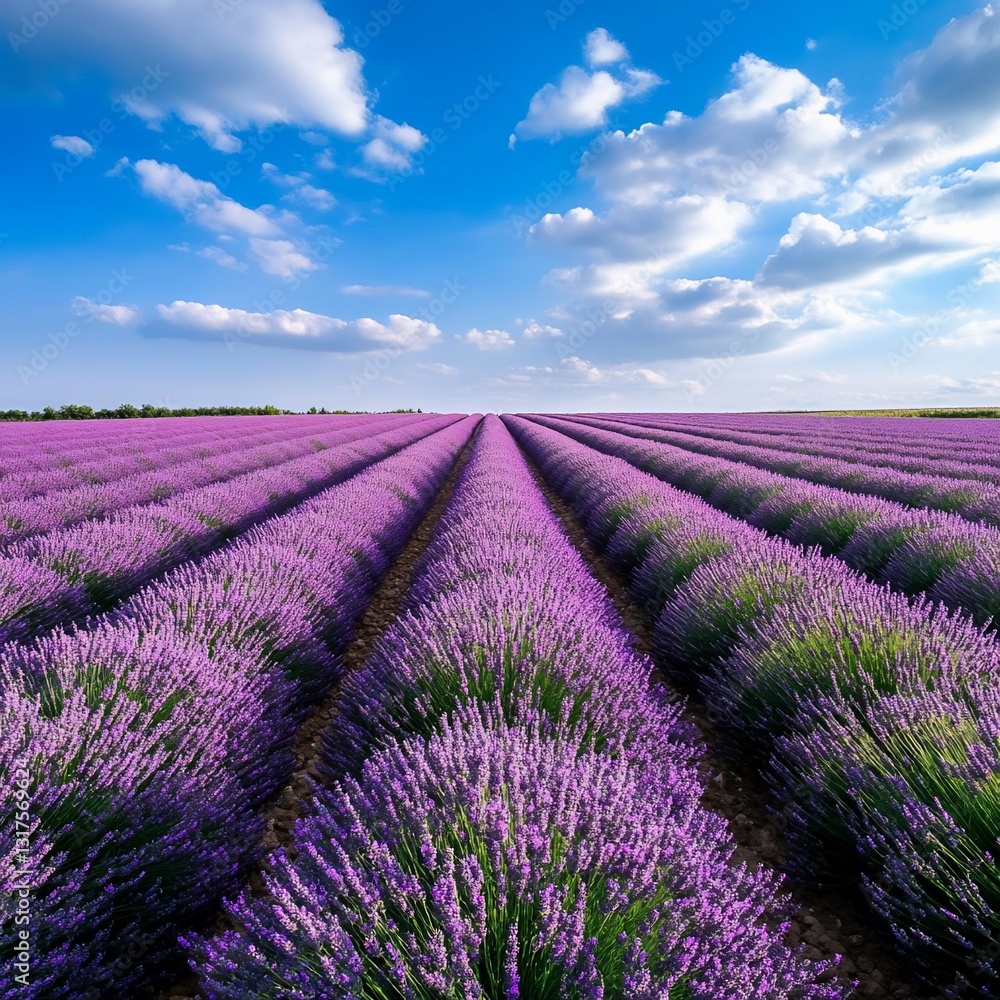 Fototapeta premium Lavender Field Summer Landscape Panoramic View
