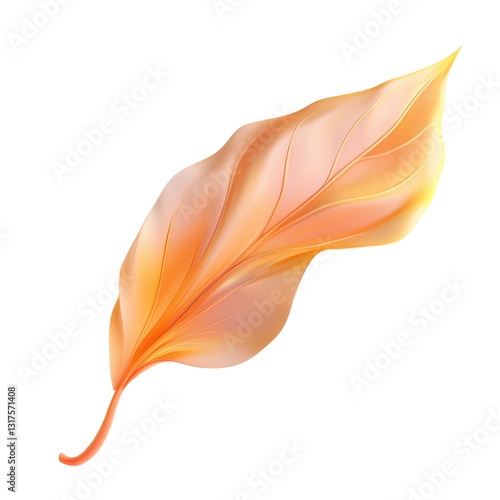 Pastel colored leaf gently falling in soft shades of orange and peach