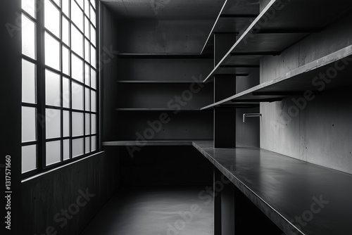 Obraz na płótnie Industrial Black Bathroom with Large Windows
w salonie