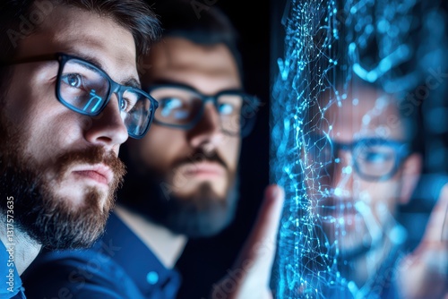 Entrepreneurs Engaged in Interactive Brainstorming Session in a Holographic Environment