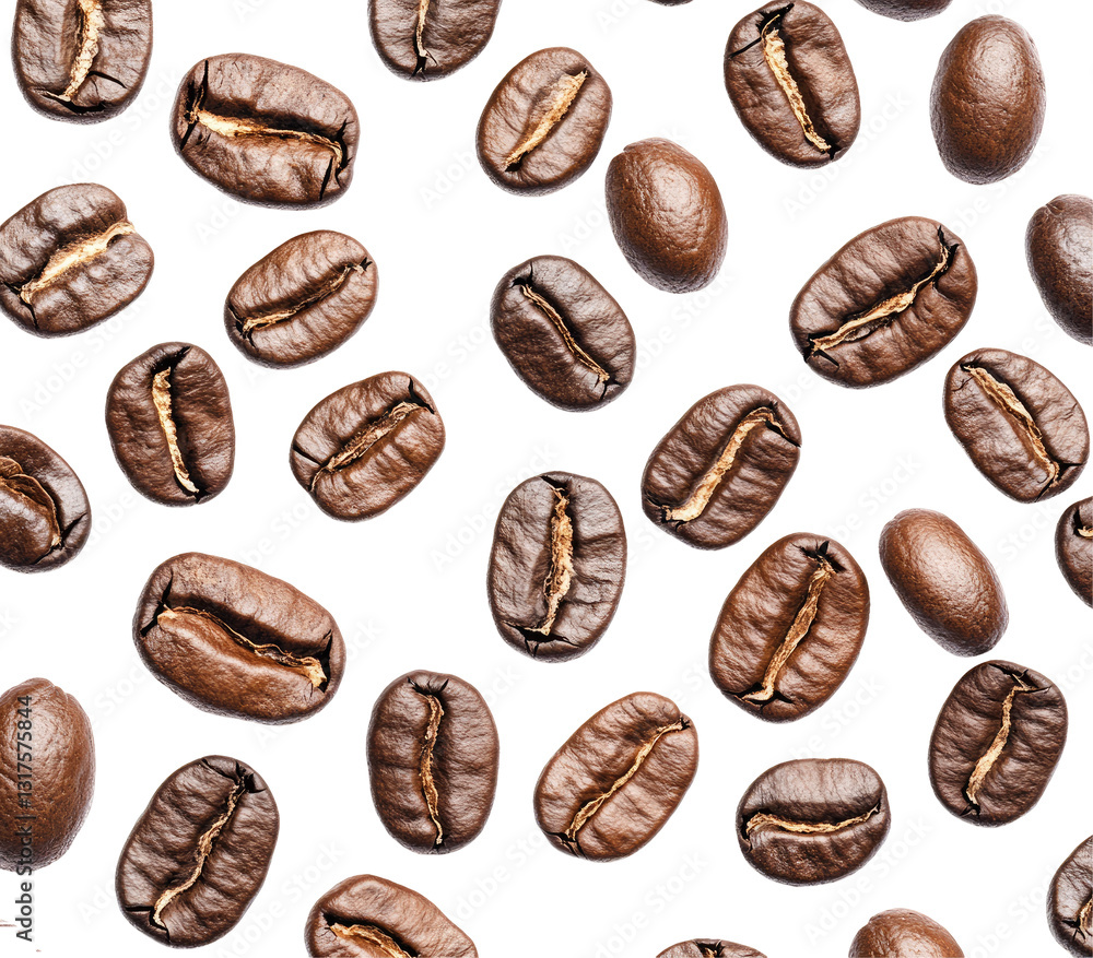 Roasted coffee beans scattered on black background Roasted coffee beans scattered on black background