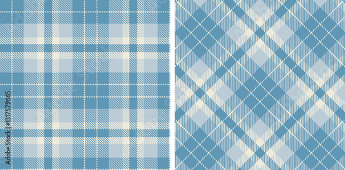 Rich Grey Blue and Dark Light Grey Seamless Tartan Fabric Design