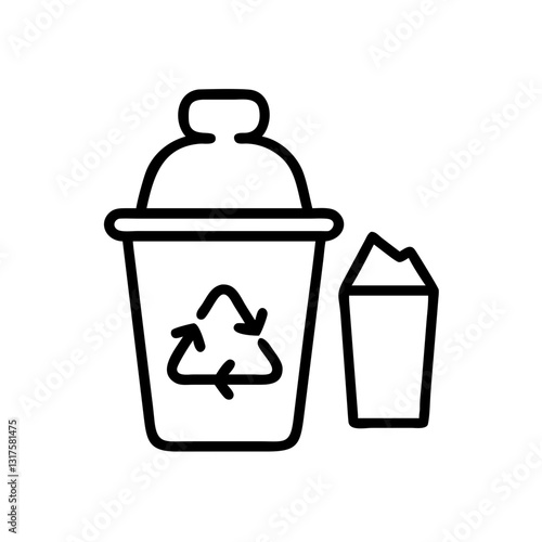 Trash sorting icon, recycling process, vector illustration, simple design, monochrome style