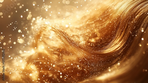 Obraz na płótnie Golden Hair Waves: A Luxurious and Radiant Texture, Shimmering with Golden Light, Sparkling with Elegance, and Exquisite Details w salonie