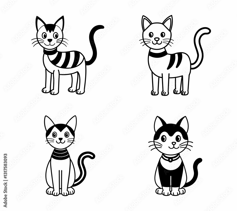 Obraz premium set of funny cartoon cats