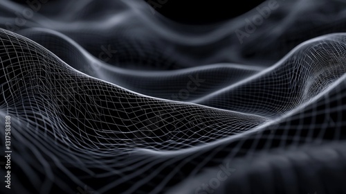 Obraz na płótnie Abstract Dark Gray Wave Grid Pattern Digital Art Background Image w salonie