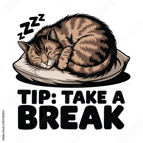 Take A Break T Shirt Design Cat Illustration