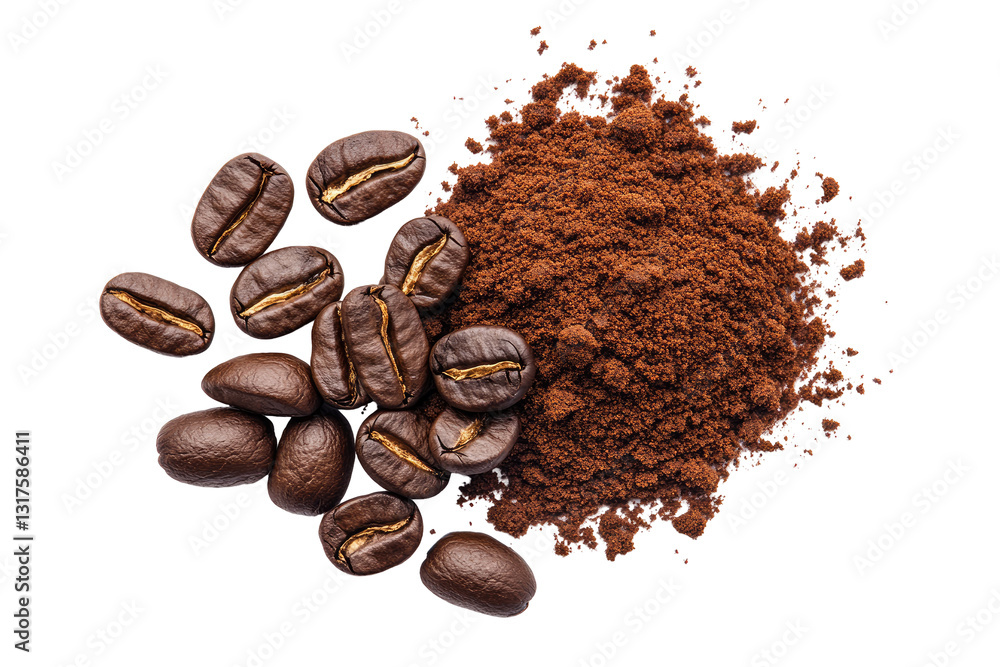 custom made wallpaper toronto digitalCoffee beans and grounds, overhead view, dark background, product display