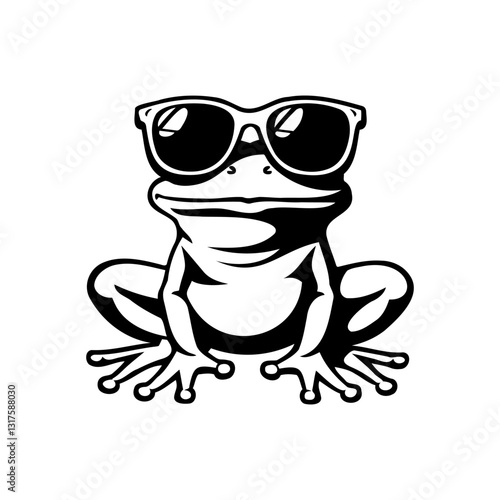 Cute Frog in sun glasses isolated on a white background