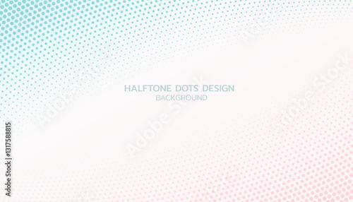 Gradient halftone dotted texture in blue and pastel pink. Abstract sweet dotted line pattern background for business cards, brochures, posters. Art & Illustration