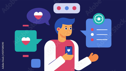 Symptom Checker A person using a smartphone app with an AI chatbot interface where the chatbot is discussing potential health concerns based on symptoms.