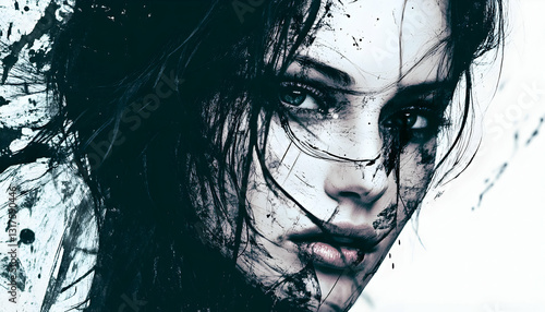 Modern grunge woman in closeup