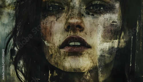 Modern grunge woman in closeup