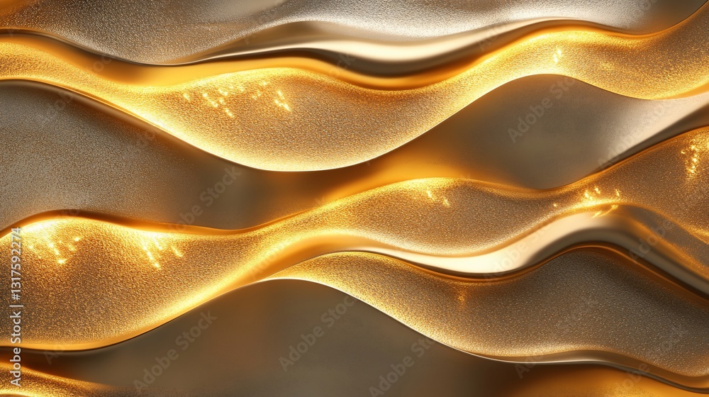 Abstract Golden Waves: Luxurious Fluid Texture Background Image