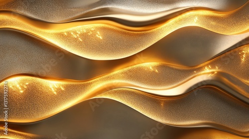 Obraz na płótnie Abstract Golden Waves: Luxurious Fluid Texture Background Image w salonie