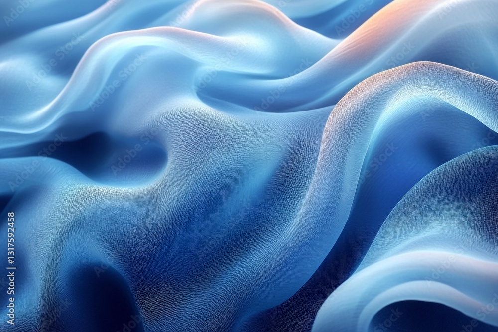 Fototapeta premium Abstract blue waves create a visually captivating flowing texture with soft curves and gradients