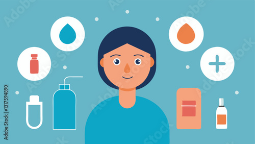 Skin Care After Treatment An illustration showing posttreatment skincare products being applied emphasizing hydration and protection.