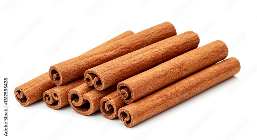 Pile of Cinnamon Sticks on White Background Perfect for Baking Concepts Pile of Cinnamon Sticks on White Background Perfect for Baking Concepts