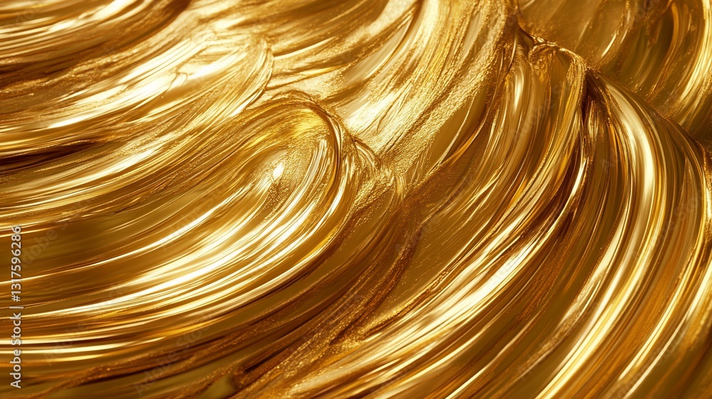 Golden Abstract Swirls: Luxurious Texture of Fluid Gold, Rich Metallic Background, Opulent Paint Strokes, Gilded Waves Design