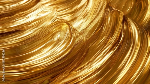 Obraz na płótnie Golden Abstract Swirls: Luxurious Texture of Fluid Gold, Rich Metallic Background, Opulent Paint Strokes, Gilded Waves Design w salonie