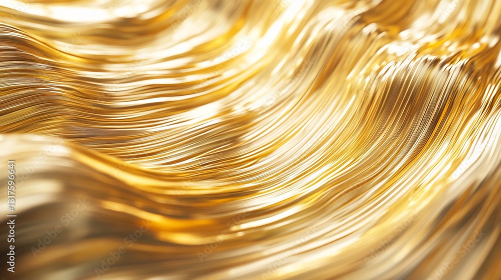 Abstract Golden Waves: Luxurious Texture of Flowing Metallic Threads, Elegant and Opulent Background
