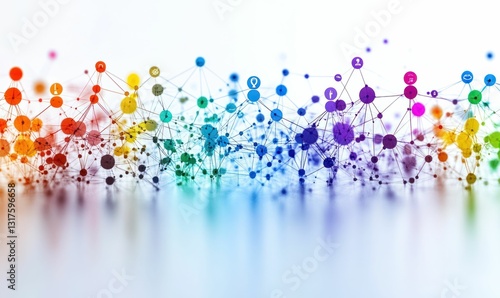 Colorful network nodes interconnected globally