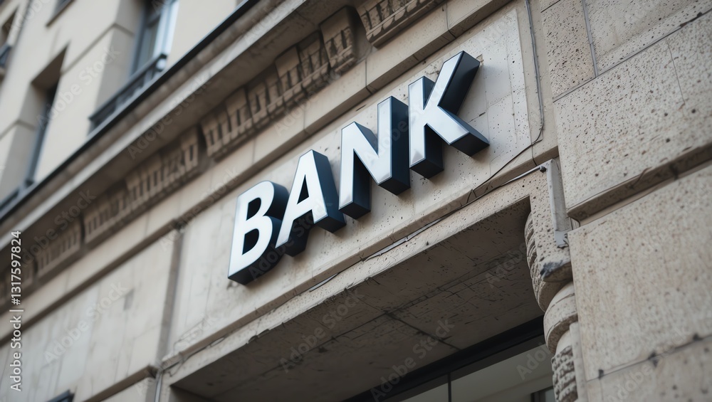 Exterior view of a modern bank building featuring a prominent sign. The architecture reflects stability and trust for clients. Exterior view of a modern bank building featuring a prominent sign. The architecture reflects stability and trust for clients.