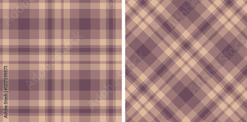 Rich Reddish Grey and Deep Putty Seamless Tartan Fabric Design