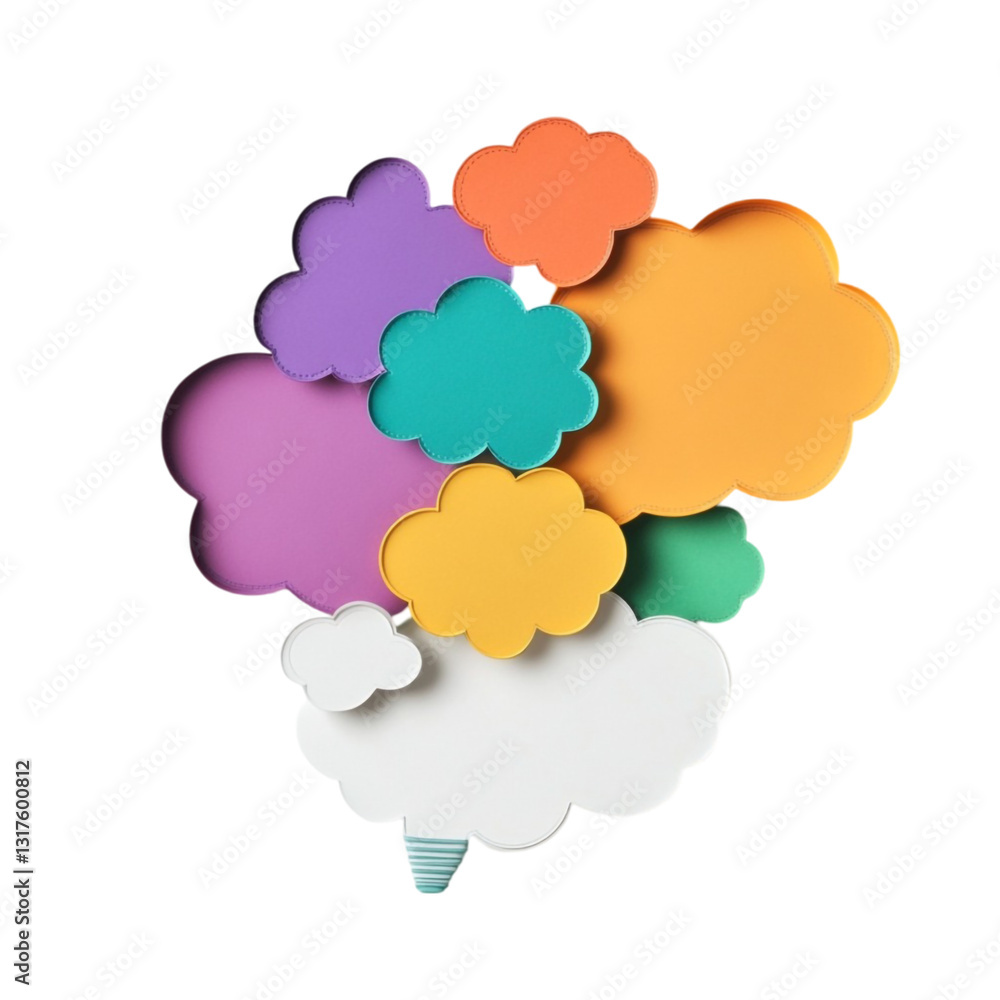 Obraz premium Colorful Cloud Shapes Abstract Design Thought Bubbles,
