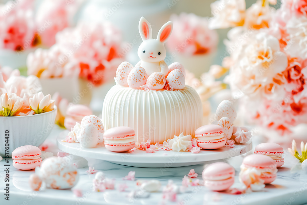 Easter sweets, pastel colors. Sugar bunny ears in holiday baking.