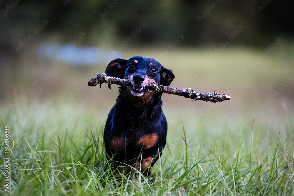 Obraz premium Dog with Stick