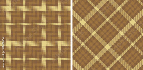 Warm Cocoa and Soft Tan Brown Seamless Tartan Fabric Design