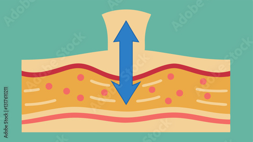 Skin Layer Animation A crosssection view of the neck skin layers highlighting the epidermis dermis and subaneous layers with arrows showing exosomes trating deep to rejuvenate.