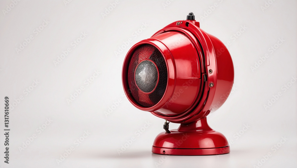 A Bold Red Siren Isolated on a White Background Signifying Emergency and Alertness A Bold Red Siren Isolated on a White Background Signifying Emergency and Alertness