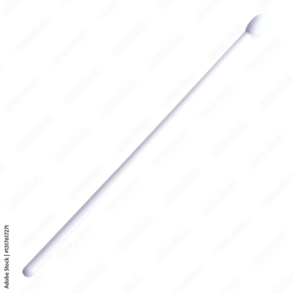 Sterile medical swab stick with soft cotton tip for laboratory testing, isolated on white background. Isolated Background on White. Sterile medical swab stick with soft cotton tip for laboratory testing, isolated on white background. Isolated Background on White.